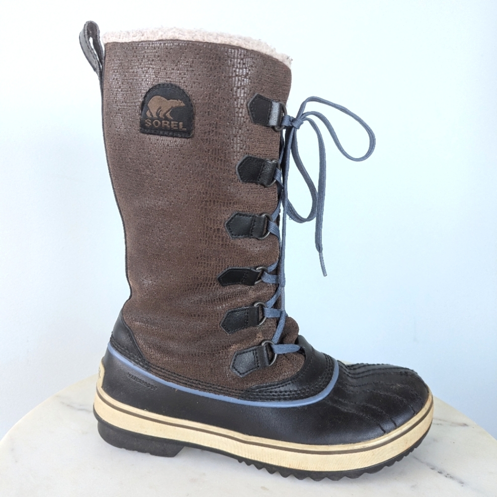 Sorel Tivoli Women's Brown Leather Waterproof Winter Snow Boots
